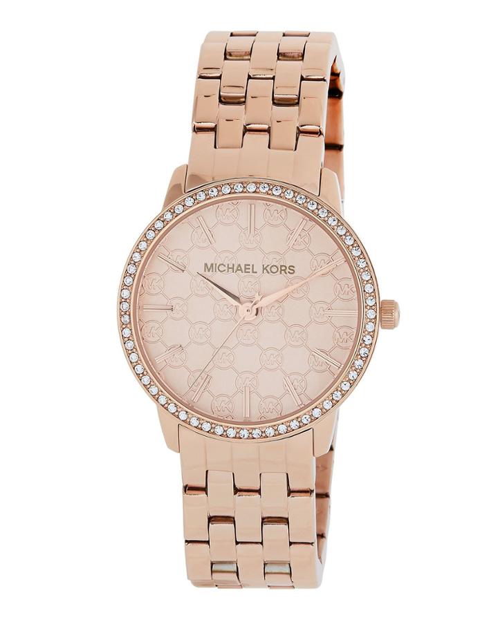 35mm Logo-dial Watch W/ Crystals, Rose