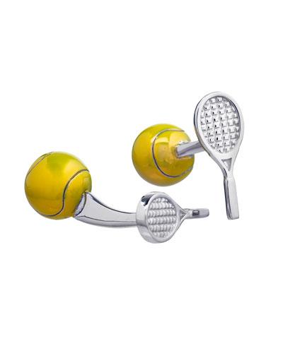 Enameled Tennis Ball & Racquet Cuff Links,