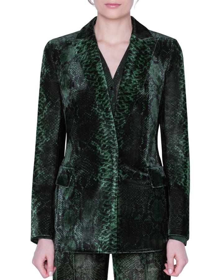 Python-print Velvet Jacket