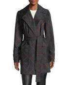 Plaid-print Self-tie Waist Coat
