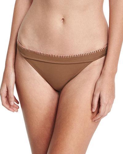 Whipstitch Solid Swim Bottom, Brown