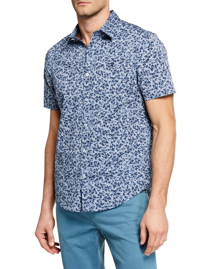 Men's Short-sleeve Chambray Floral
