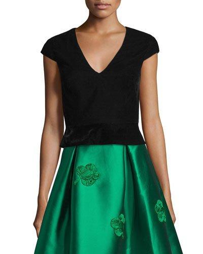 Cap-sleeve Velvet Top, Onyx