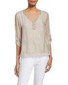 V-neck Sequin Trim Top