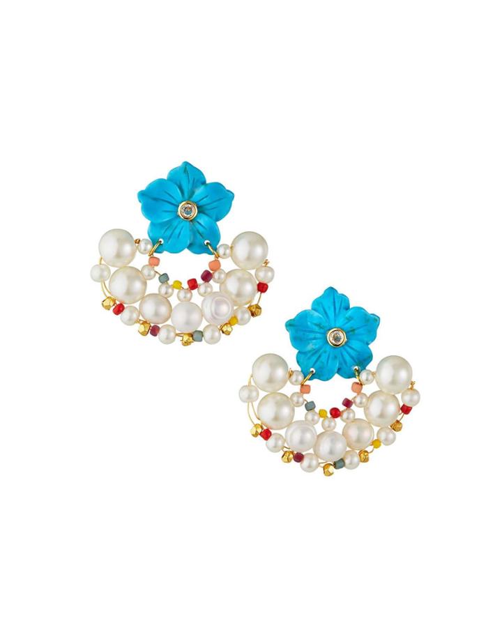 Flower And Pearl Earrings