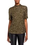 Charis Shimmering Sequins Mock-neck Blouse