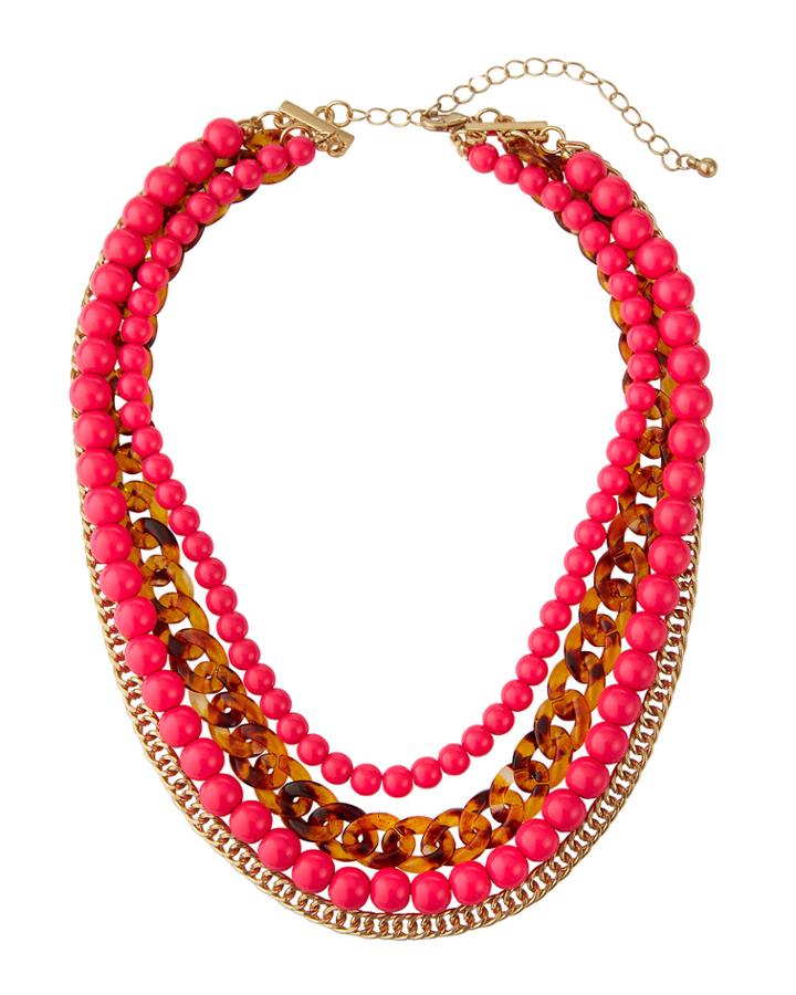 4-row Bead And Chain Necklace