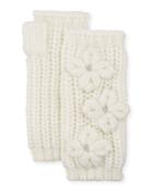 Knit Fingerless Gloves With Flower Details