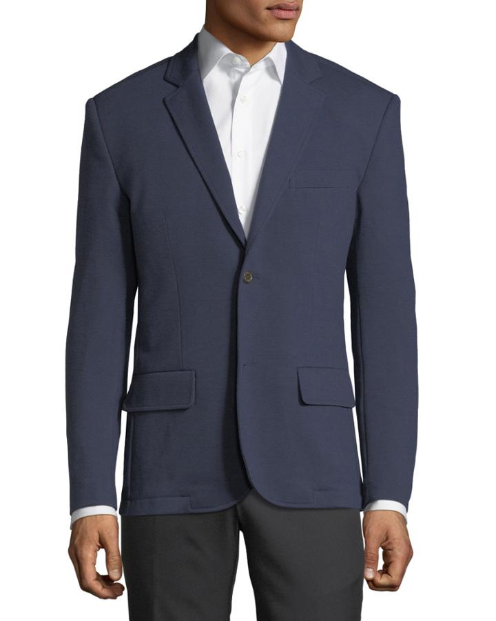 Pique-knit Blazer, Navy