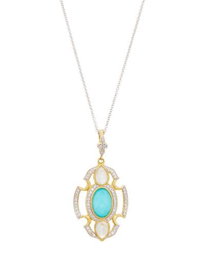 Malta Moonstone, Turquoise & Diamond Pendant Necklace