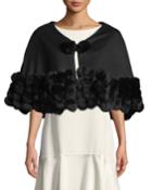 Wool-cashmere Pompom Trim Caplet, Black