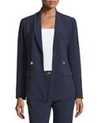 Shawl-collar Open Blazer, Real Navy