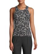 Crewneck Sleeveless Retro Leopard-print