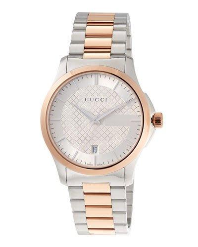 38mm G-timeless Round Two-tone Bracelet Watch, Rose Golden