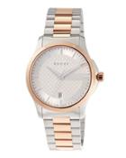 38mm G-timeless Round Two-tone Bracelet Watch, Rose Golden