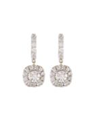 18k Diamond Cushion Drop Earrings
