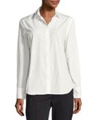 Poplin Microdot Long-sleeve Shirt, White/brown
