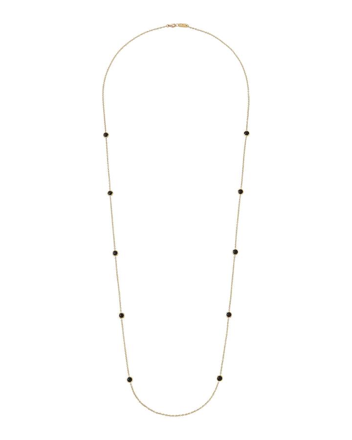 18k Lollipop Mini Stone Station Necklace In Black