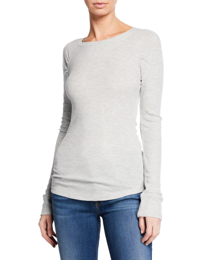 Kenzie Ruched-sleeve Thermal Top
