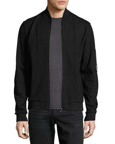 Long-sleeve Knit Track Jacket, Black