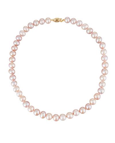 14k Pink Freshwater Cultured Pearl Necklace,
