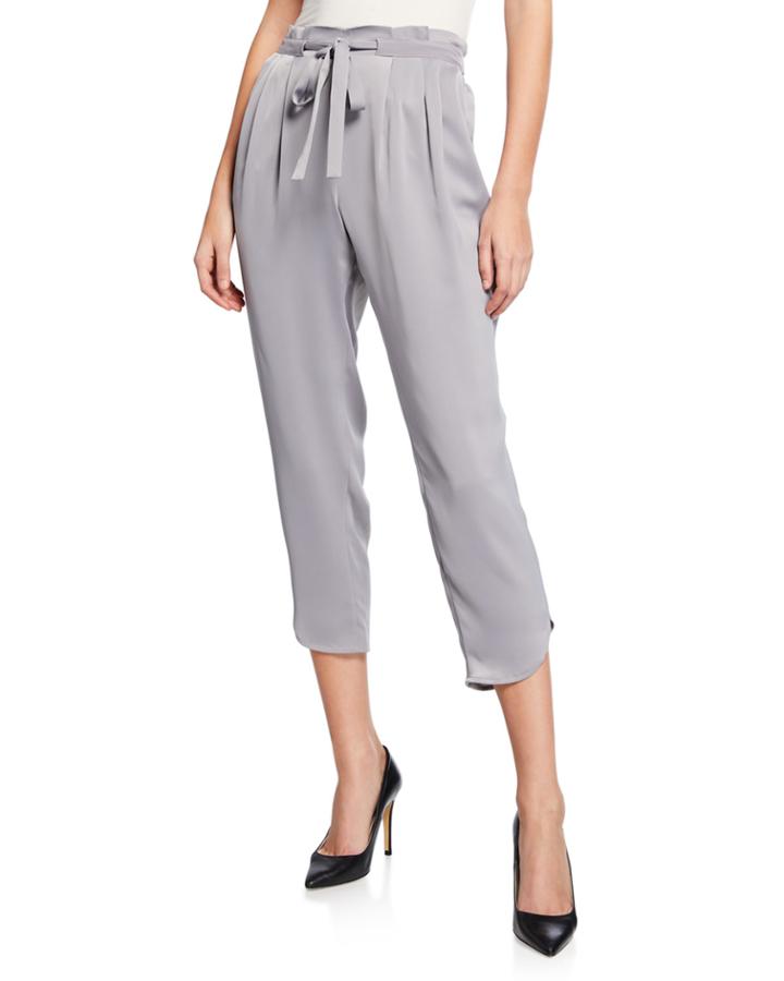 High-waist Cropped Soft Paper Bag Pants