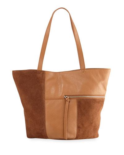 Prescott Patchwork Asymmetric Tote Bag, Brown