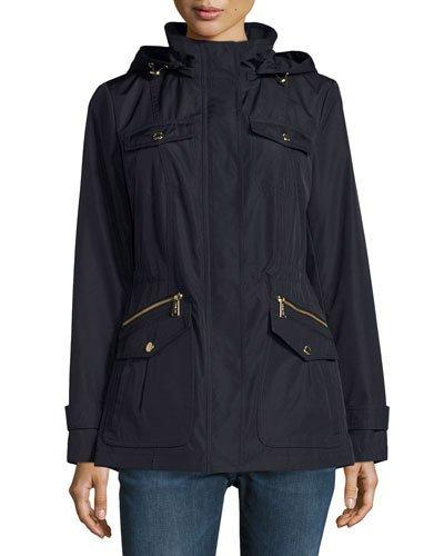 Hooded Zip-front Anorak Jacket, Navy