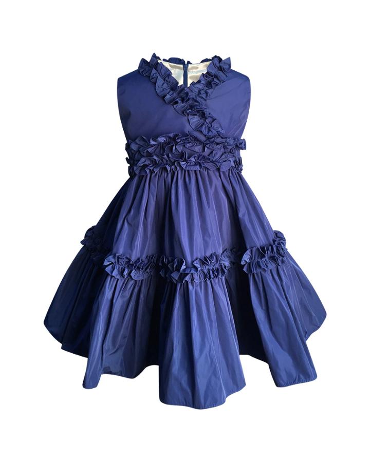 Ruffle-trim Taffeta Dress,