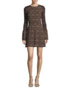 Alexa Kaleidoscope-print Smocked-sleeve A-line Dress