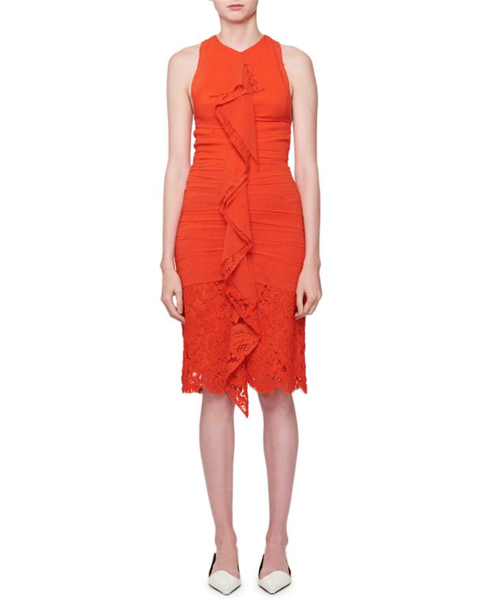 Sleeveless Ruched Georgette Dress With