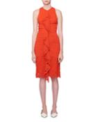 Sleeveless Ruched Georgette Dress With