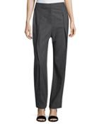 Pleated Loose Wool-blend Pants