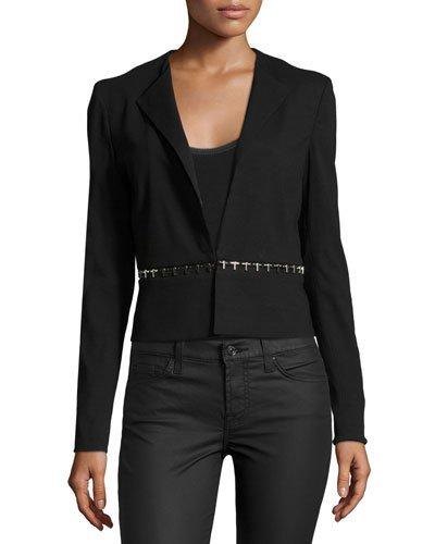 Long-sleeve Jacket W/embellished Waist, Black