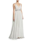 Tahoe Wrapped Silk-chiffon V-neck Gown