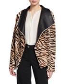 Safari Tiger-striped Reversible Leather Cardigan