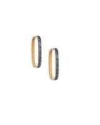 18k Yellow Gold & Blue Sapphire Square Hoop Earrings,