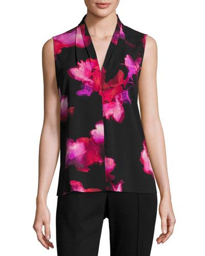 Edie Floral-print Blouse, Black Pattern
