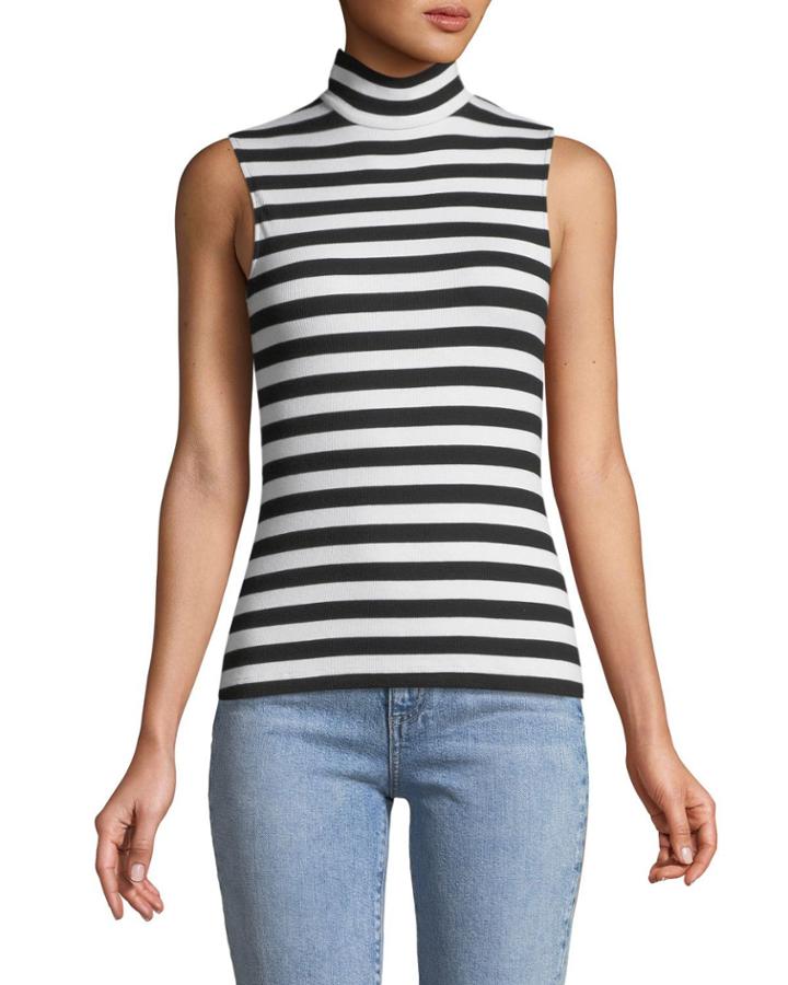 Konstantin Striped Sleeveless Turtleneck Top