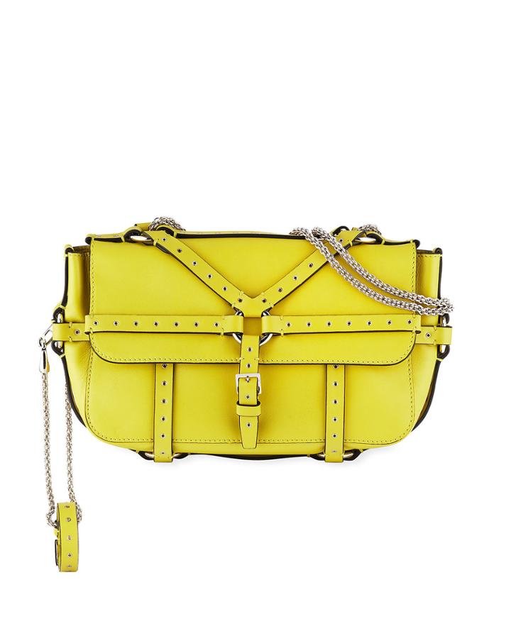 Leather Shoulder Bag With Grommet Harness