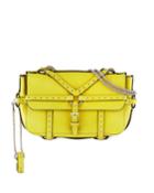 Leather Shoulder Bag With Grommet Harness