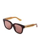 Square-frame Acetate Sunglasses, Brown