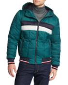 Men's Mid Weight Quilted Hoodie Bomber Jacket