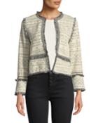 Frayed-trim Boucle Cardigan