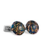 Swirled Round Multicolor Cufflinks