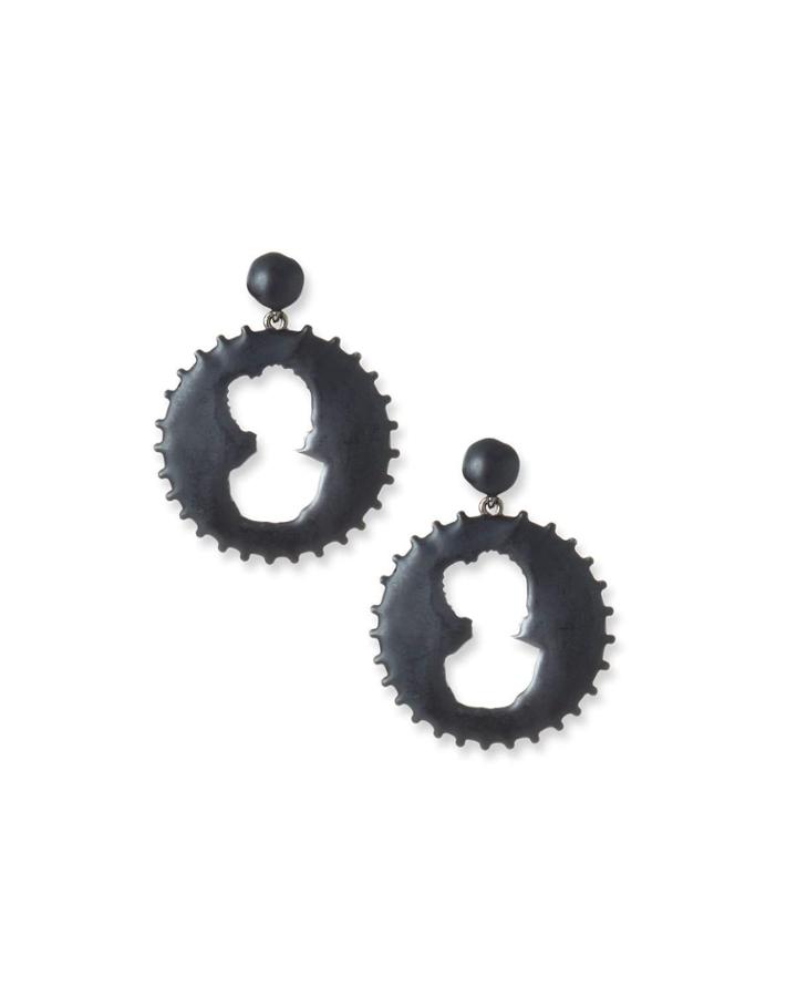 Painted Cameo Disc Earrings