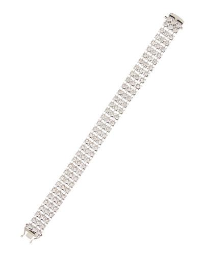 14k White Gold Three-row Diamond Bracelet,