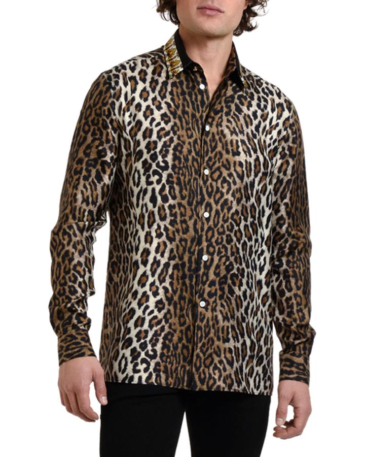Men's Silk Leopard-print
