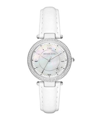 33mm Mini Parker Glitz Watch W/ Leather Strap,