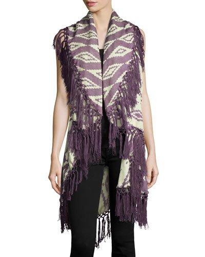 Fringed-hem Poncho Vest,
